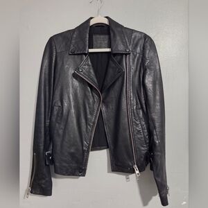 AllSaints Soft Leather  Motorcycle Biker Jacket- US 4 Size Small